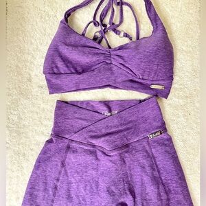 Bombshell Purple Scrunch Top and Contour Toggle Shorts Set